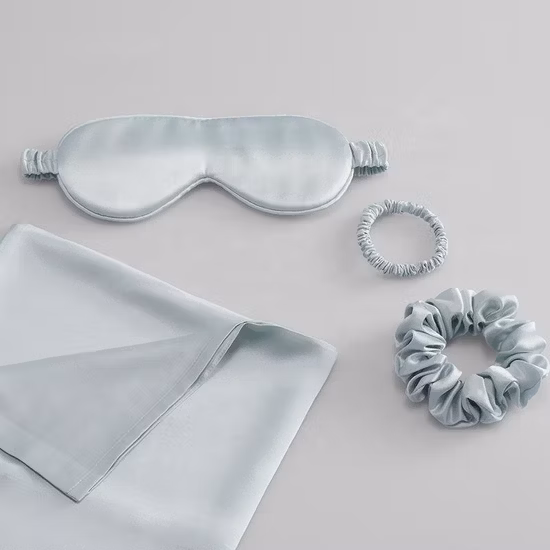 Comfortable Custom Pure Mulberry Silk Pillow Case 100% Mulberry Silk Pillowcase Gift Set with Eyemask Hair Accessories