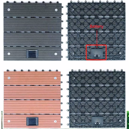 Non-Slid Anti-Fade Easy Installation DIY Decking Floor LED Light Board Hollow or Solid DIY WPC Tiles Exterior Tiles for Deck